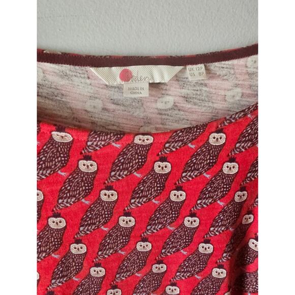 Boden Red Owl Print Dress - Picture 4 of 8
